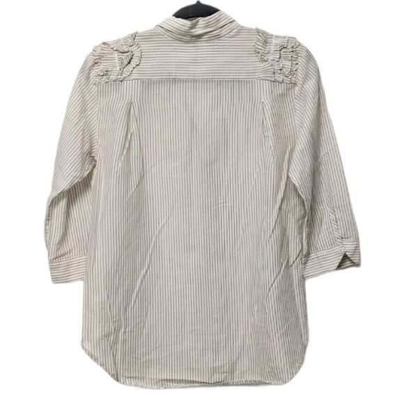 SIBEL SARAL Striped Ruffle Shoulder Button Top XS - Picture 4 of 5